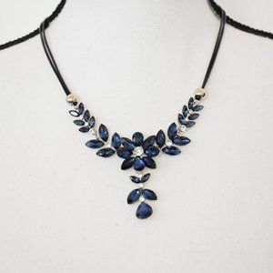 Blue Cubic Zirconia Floral Necklace